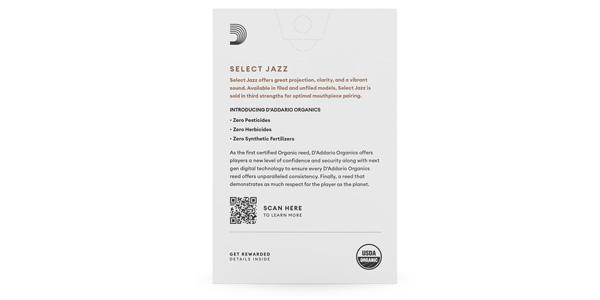 D'Addario Woodwinds (ダダリオウッドウインズ) / アルトサックスリード オーガニック セレクトジャズ 2H アンファイルド