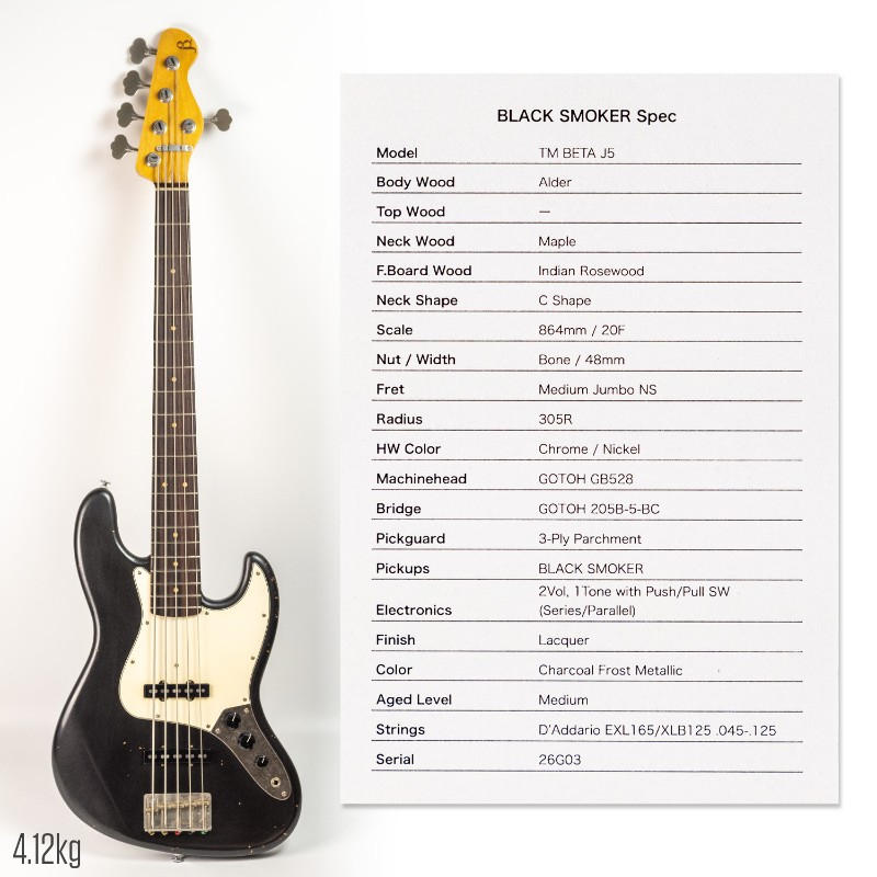 Black Smoker Guitar (ブラックスモーカー) / Black Smoker TM BETA J5 Charcoal Frost Metallic