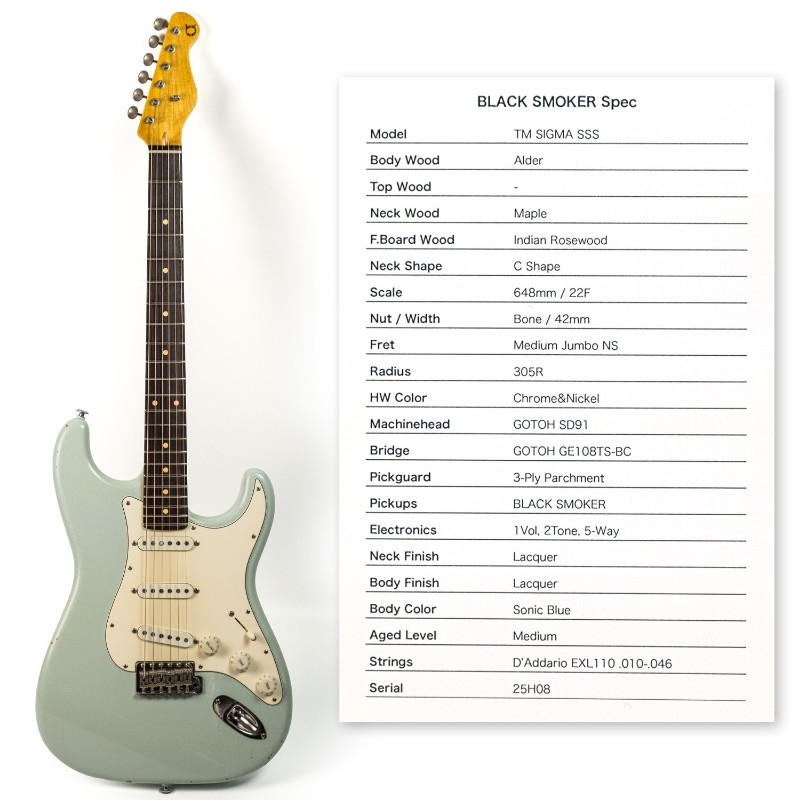 Black Smoker Guitar (ブラックスモーカー) / Black Smoker TM SIGMA SSS Sonic Blue Medium Aged 3.49kg
