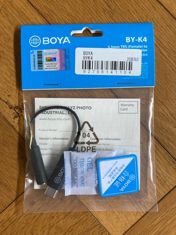 BOYA (ボーヤ) / BY-K4 3.5mm TRS to USB type-C オーディオアダプター S0311